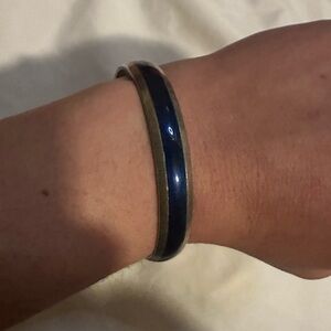 Vintage Silver tone and  blue Plastic Bangle bracelet Women's jewelry